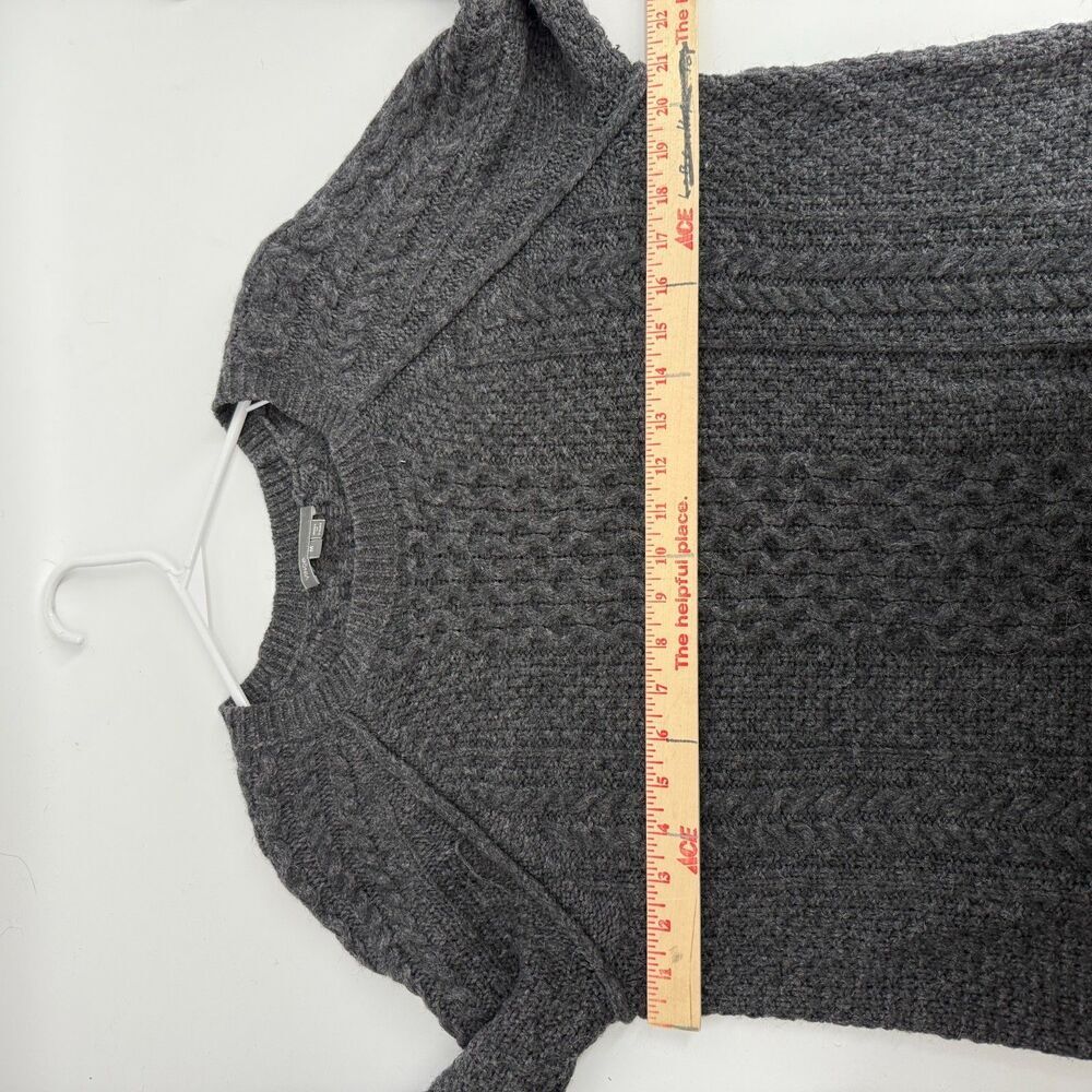 Vince Sweater Gray Cable Knit Wool Alpaca Pullover Cabincore Fisherman Womens M - Picture 9 of 11